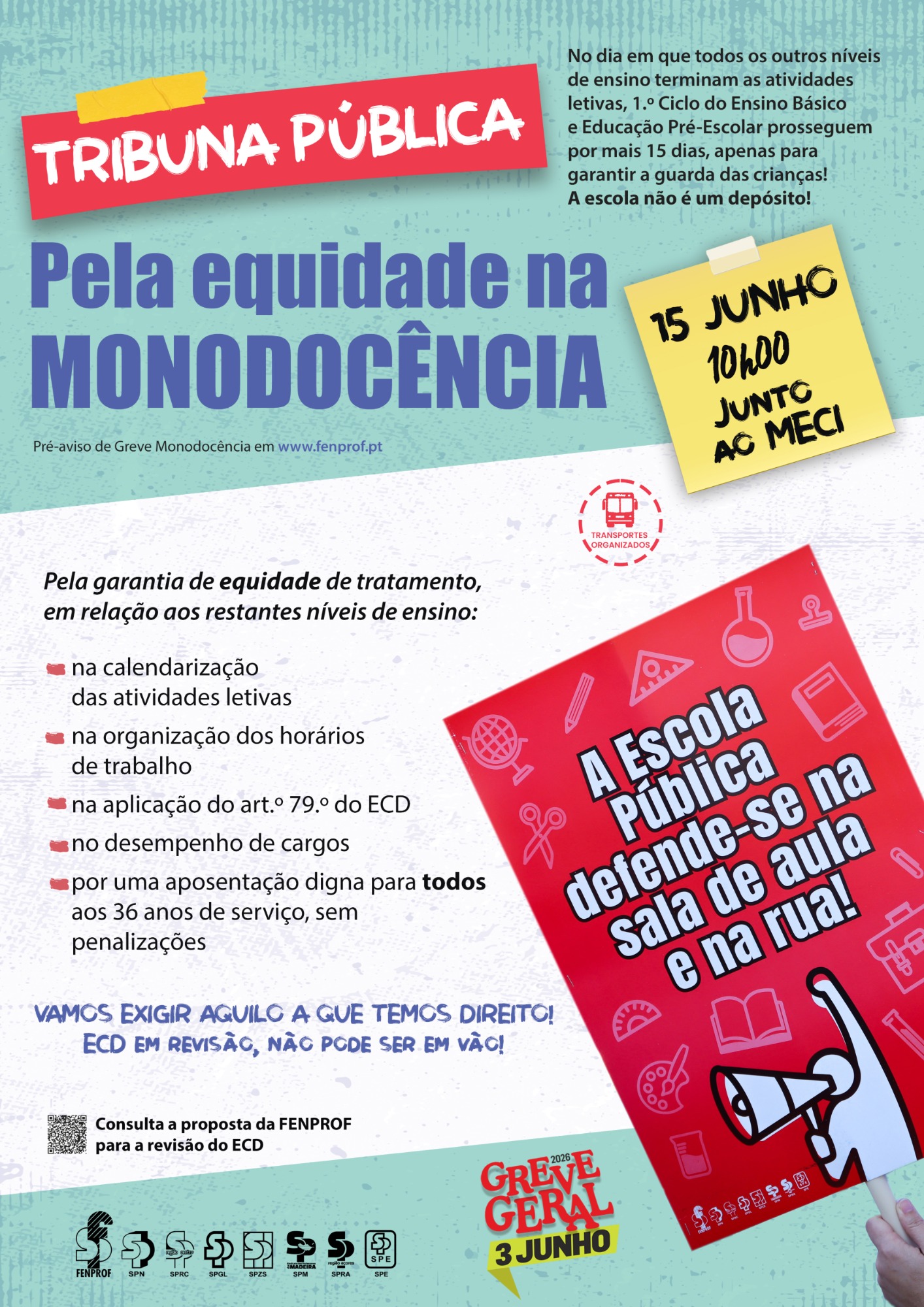 SPN - EP-E/1.º CEB — Mais de 2300 docentes exigiram equidade! (15/jun)