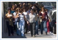 A caminhada (longa...) até à Praça